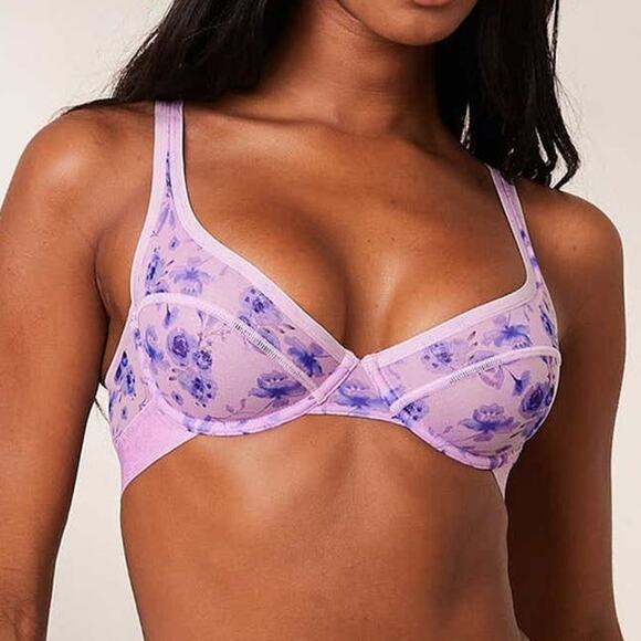 LOUNGE Floral mesh balcony  Lilac Bra size 32B - Picture 1 of 11